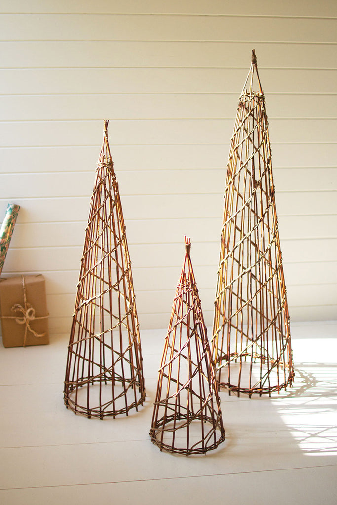 Set of 3 nesting twig Christmas trees - Bombay Mercantile