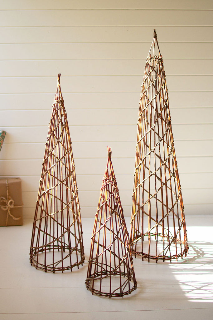 Set of 3 nesting twig Christmas trees - Bombay Mercantile