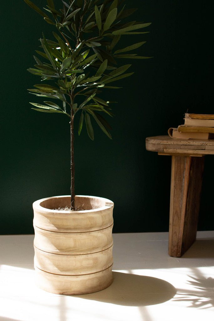 Round wooden planter - Bombay Mercantile