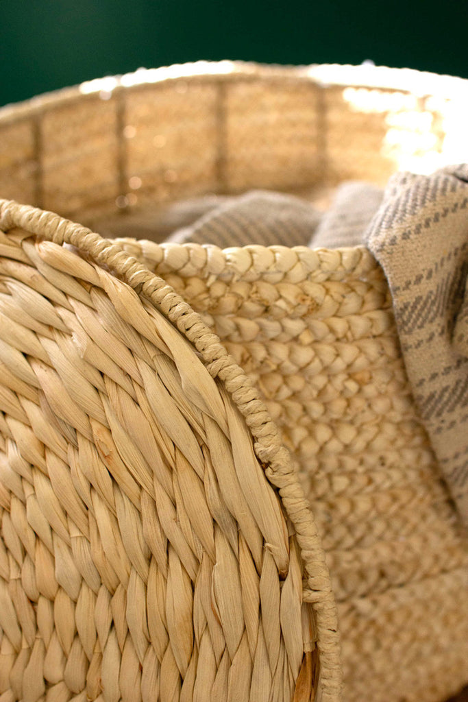 Set of 3 woven seagrass hamper baskets - Bombay Mercantile