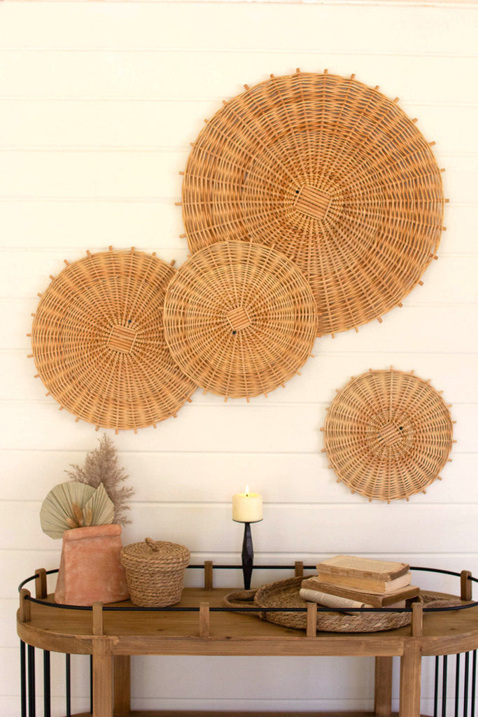Set of 4 woven discs wall hangings - Bombay Mercantile