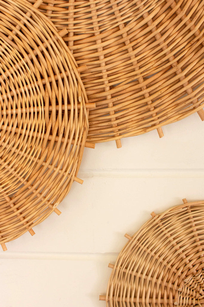 Set of 4 woven discs wall hangings - Bombay Mercantile