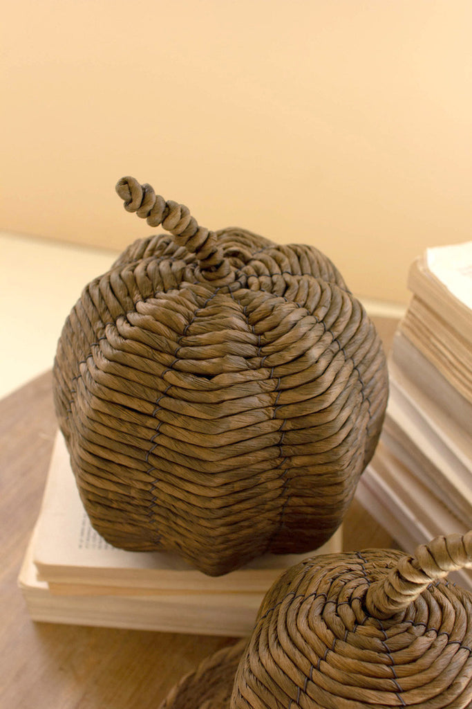 Set of 2 natural woven pumpkins - Bombay Mercantile