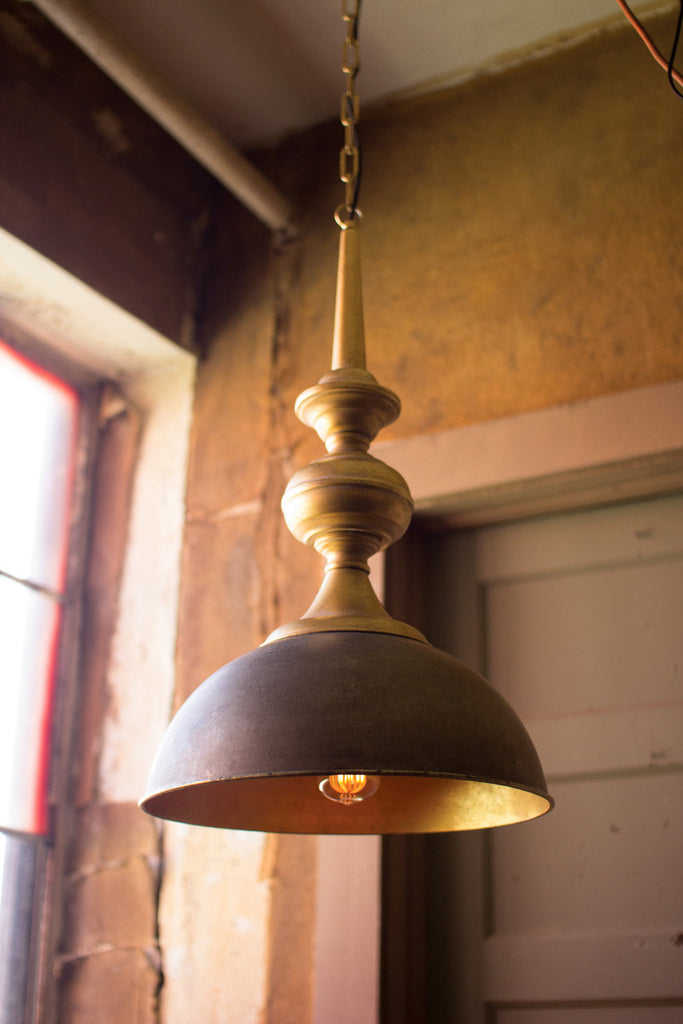 Metal pendant light with antique gold finish - The Nifty Decor