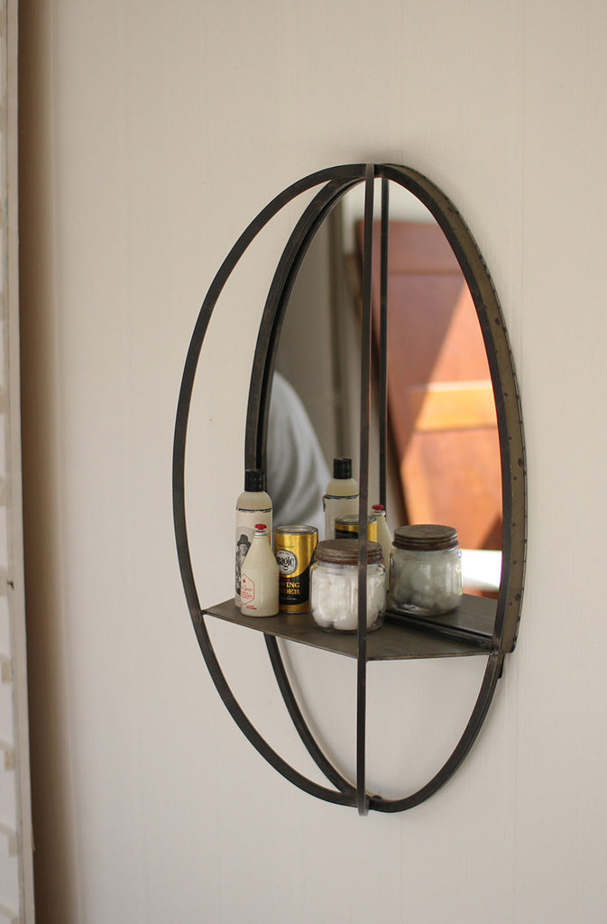Oval mirror with wall shelf - The Nifty Decor