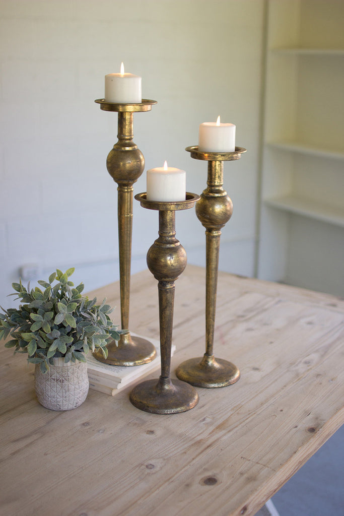 Antique candle stands, set of 3 - The Nifty Decor