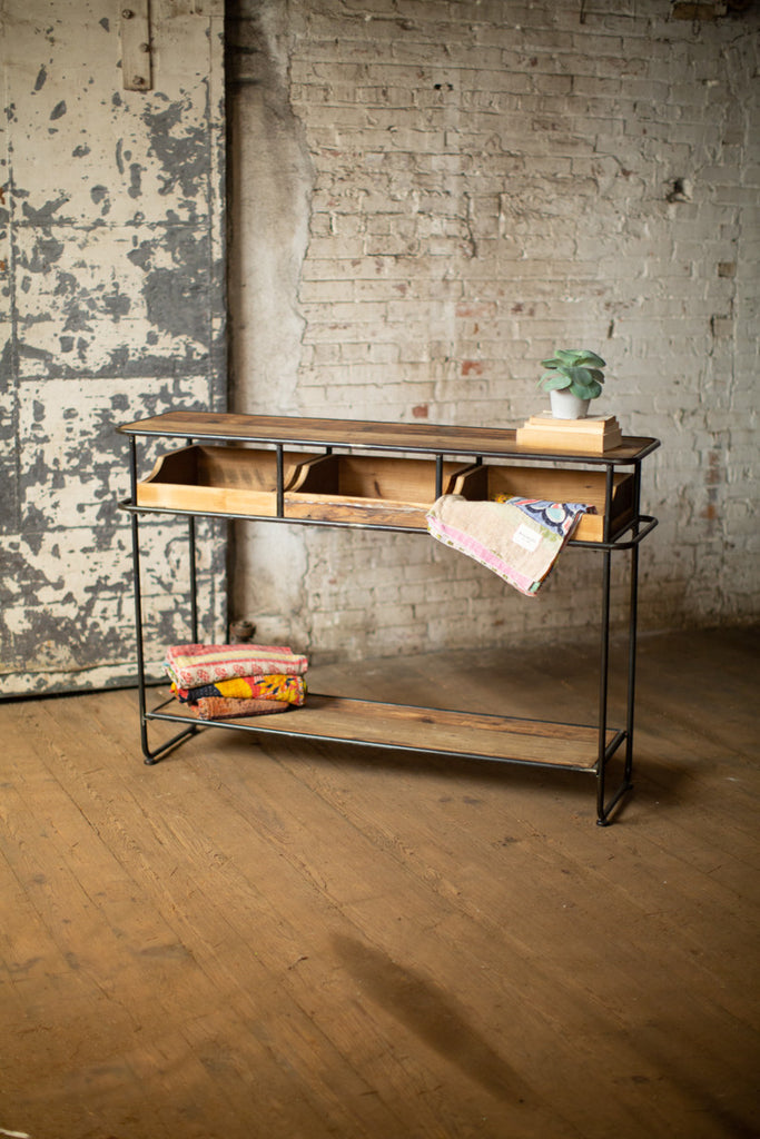 Recycled wood display console with drawers - The Nifty Decor