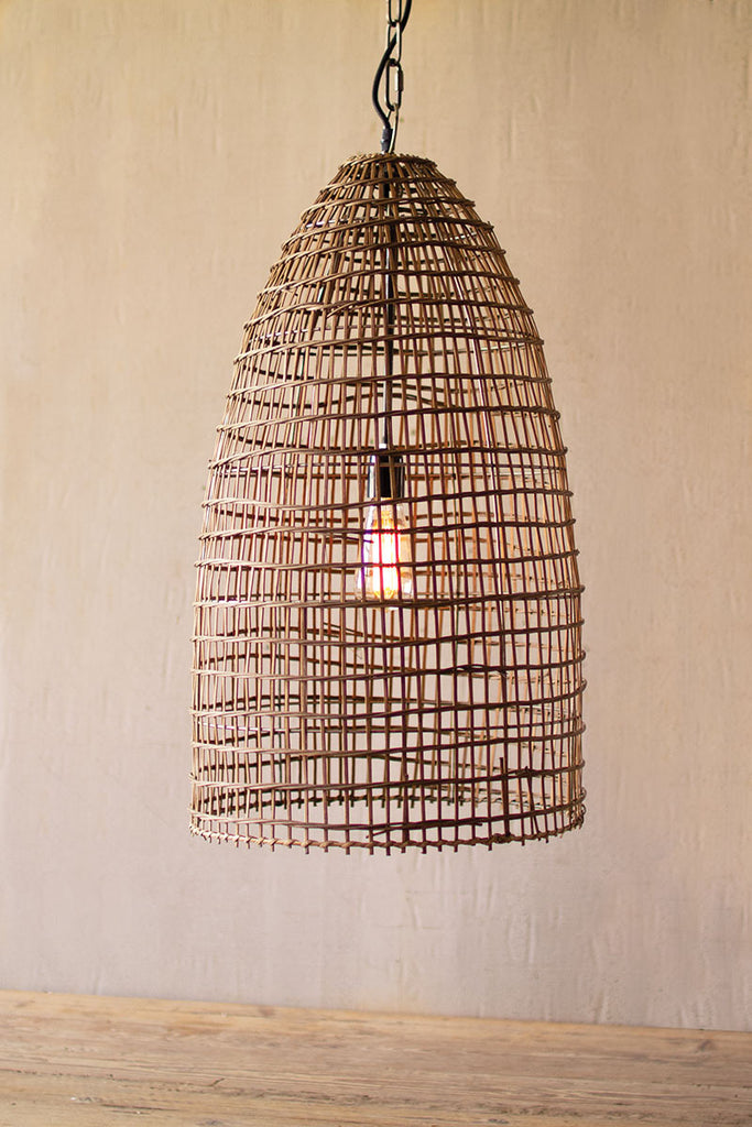 Woven cane dome pendant light - The Nifty Decor