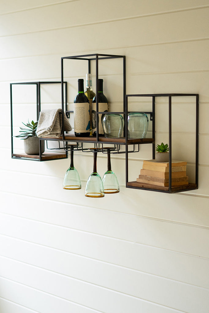 Cubed wall wine bar - The Nifty Decor