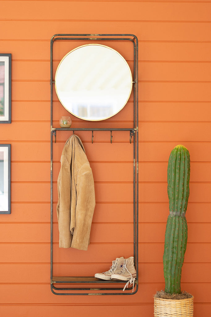 Coat rack with round mirror & shelf - The Nifty Decor