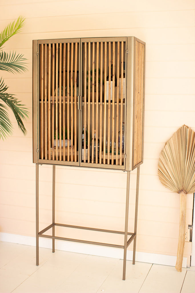 Antique brass and wood cabinet - The Nifty Decor