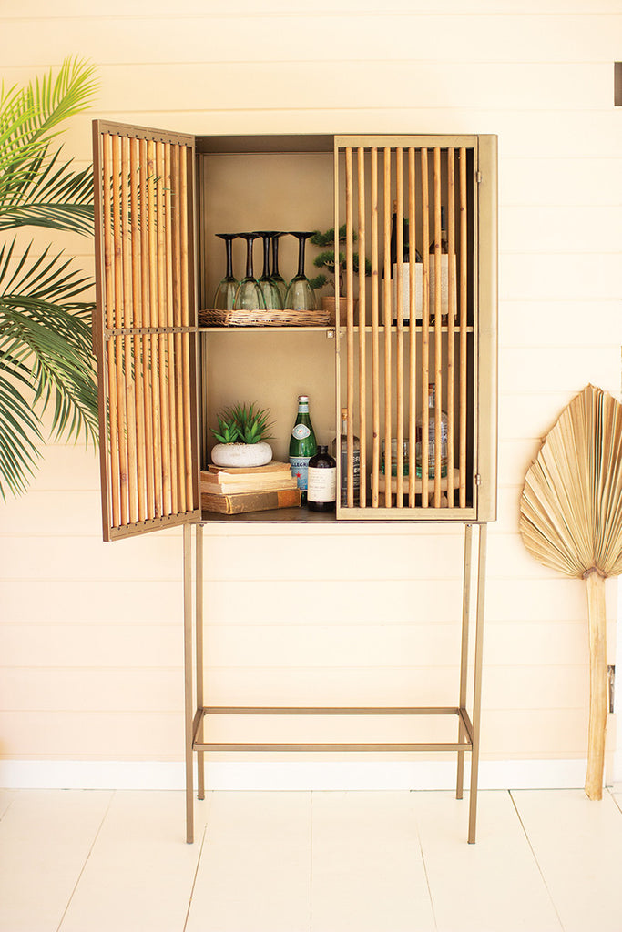 Antique brass and wood cabinet - The Nifty Decor