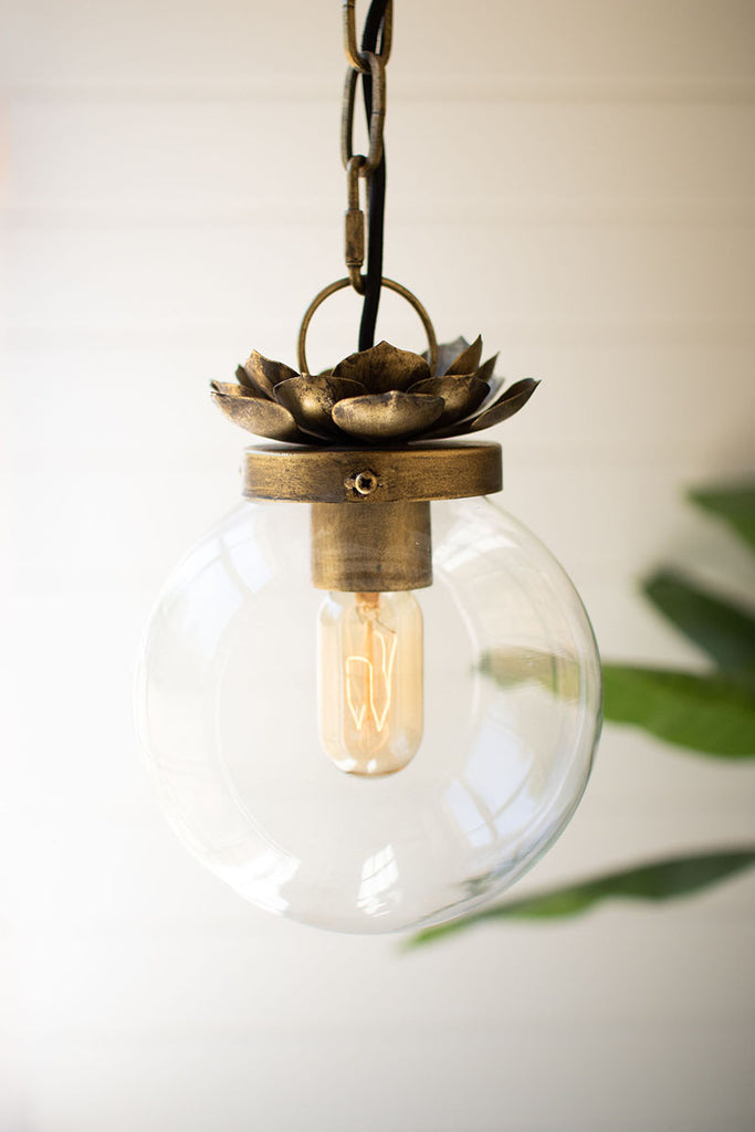 Ball pendant light with leaves detail - The Nifty Decor
