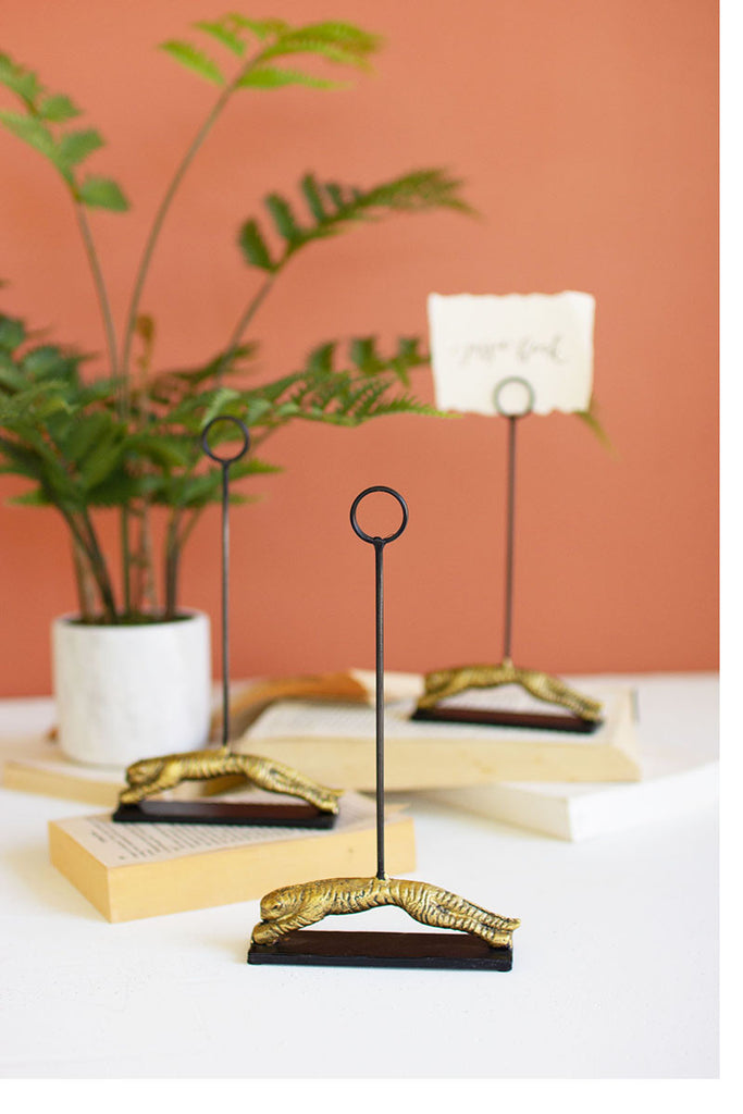 Brass tiger place card holder - The Nifty Decor