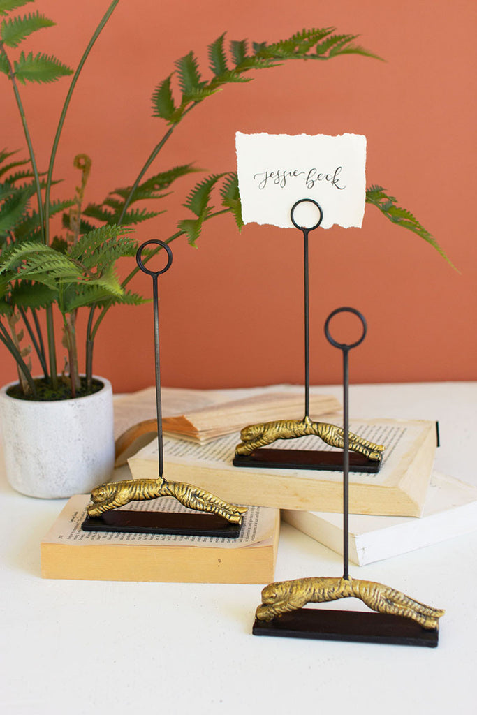 Brass tiger place card holder - The Nifty Decor