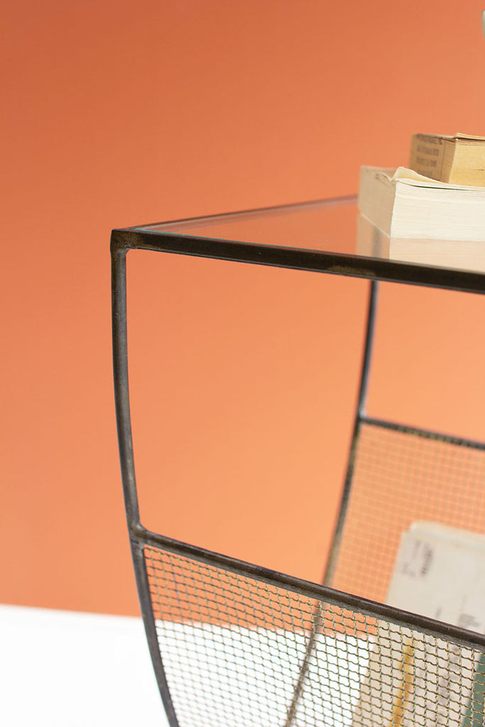 Metal side table with glass top - The Nifty Decor