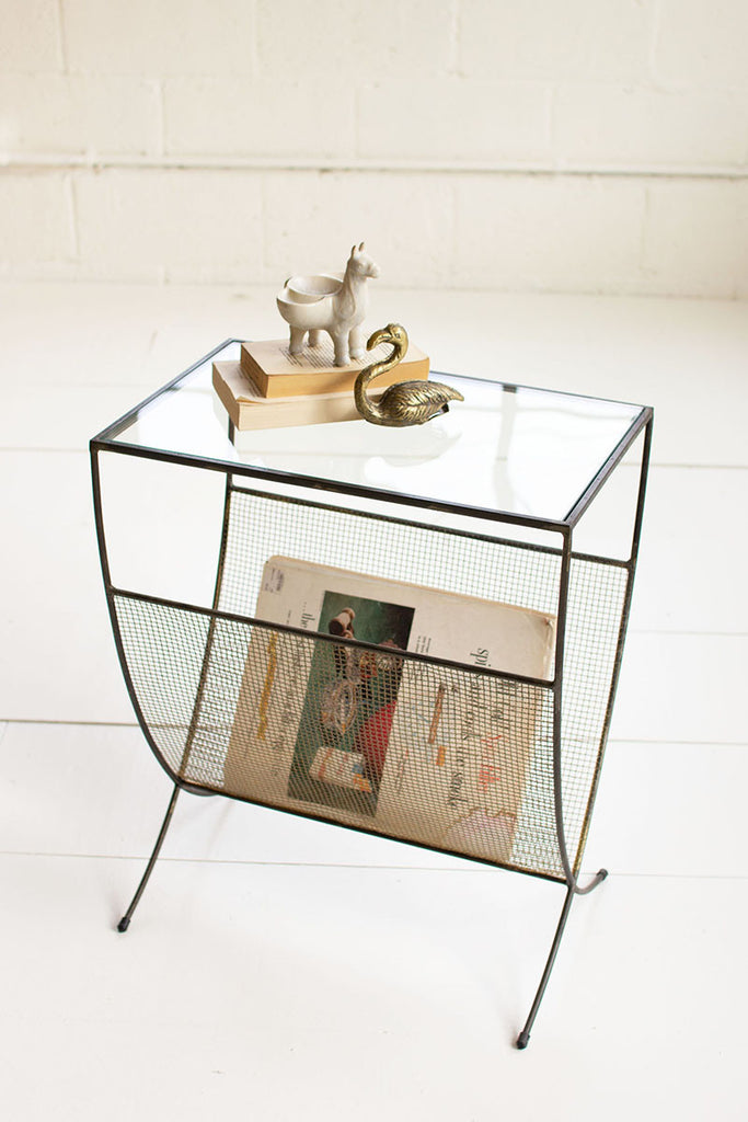 Metal side table with glass top - The Nifty Decor