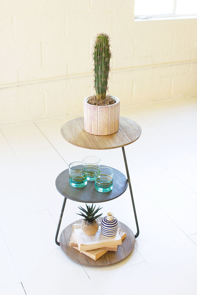 Three-tiered wood & metal accent table - The Nifty Decor