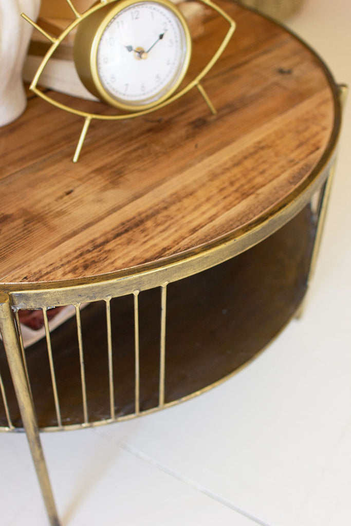Round wood & metal coffee table - The Nifty Decor