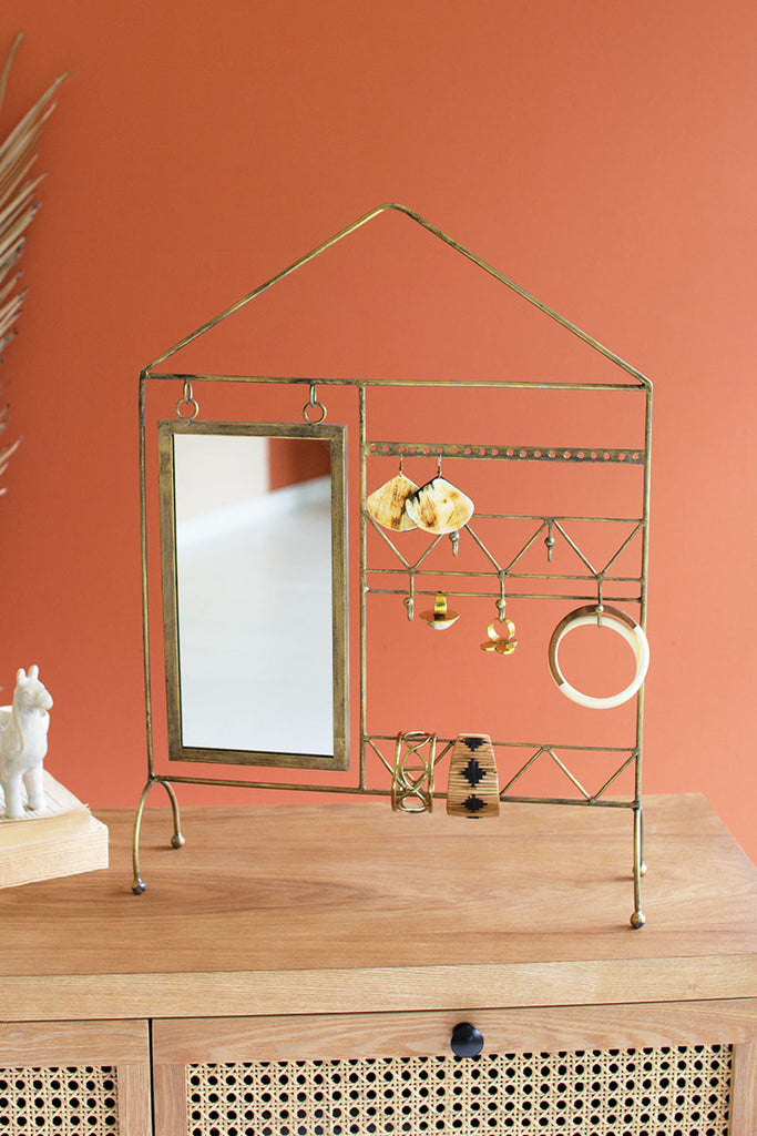 Tabletop jewelry rack with rectangle mirror - The Nifty Decor