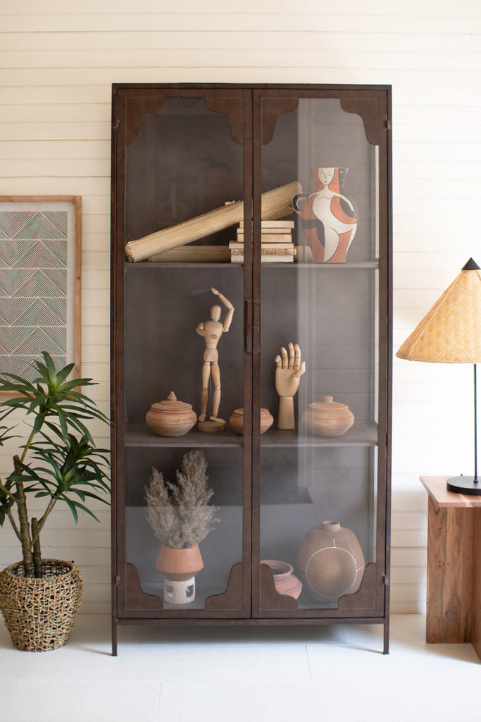 Metal and glass cabinet - Bombay Mercantile