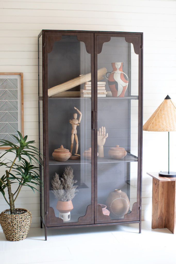 Metal and glass cabinet - Bombay Mercantile