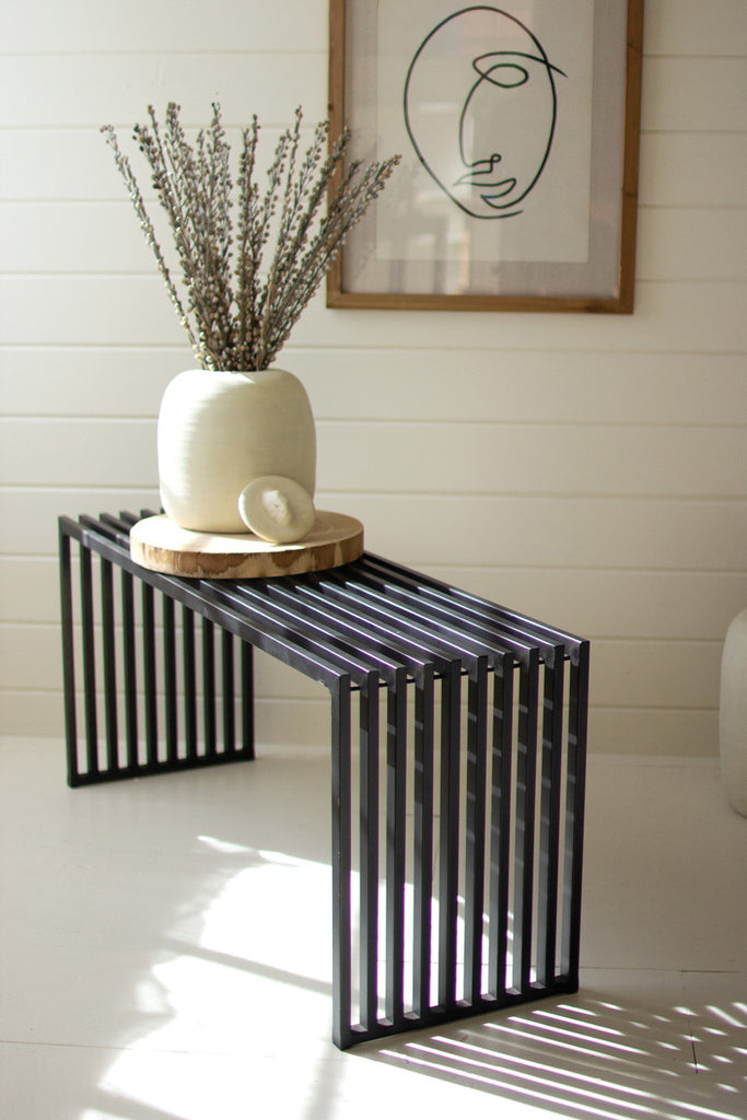 Black metal bench console - Bombay Mercantile