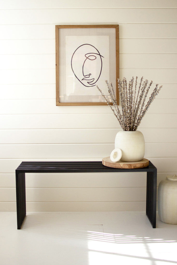 Black metal bench console - Bombay Mercantile