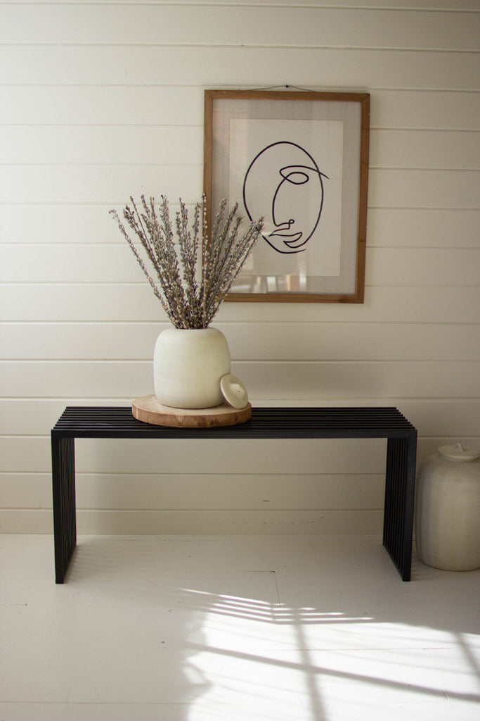 Black metal bench console - Bombay Mercantile