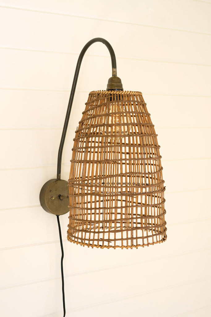 Wicker dome wall sconce lamp - Bombay Mercantile