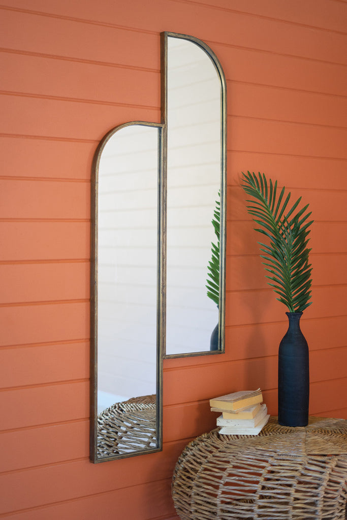 Double antique brass mirror - Bombay Mercantile