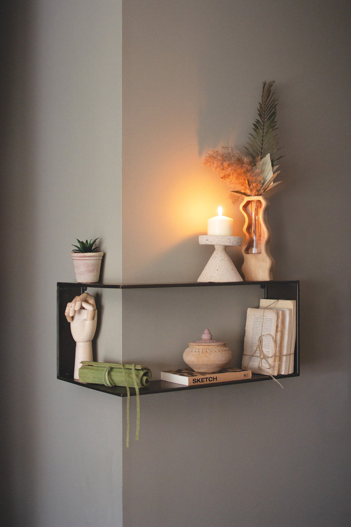 Metal corner wall shelf - Bombay Mercantile