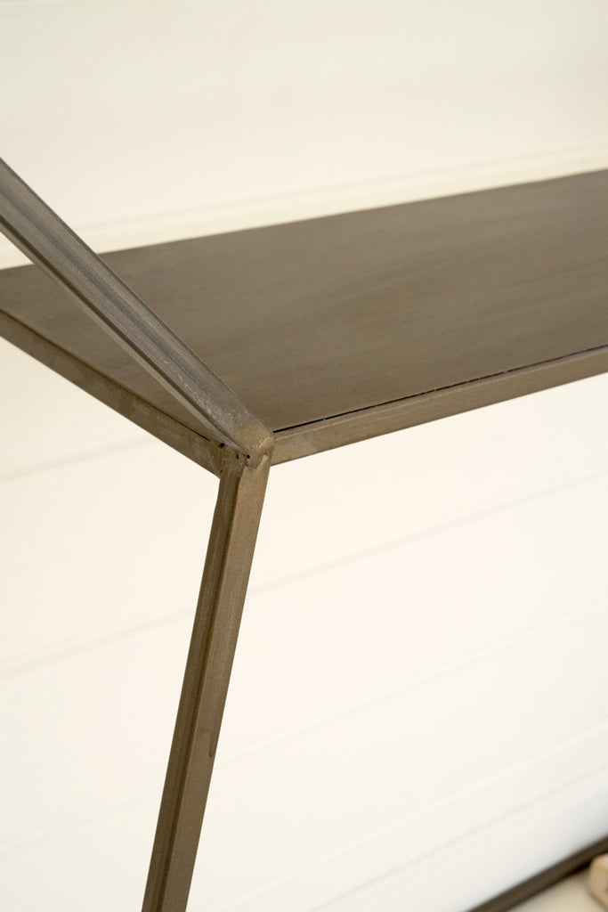 Metal console with glass top - Bombay Mercantile