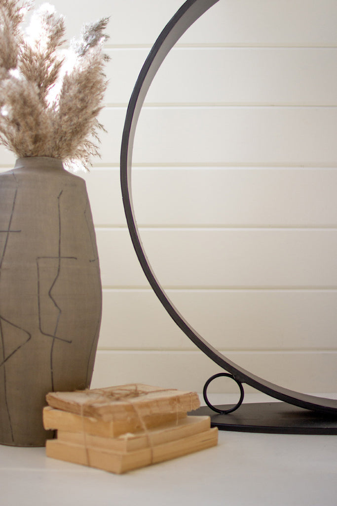 Oval metal console table - Bombay Mercantile