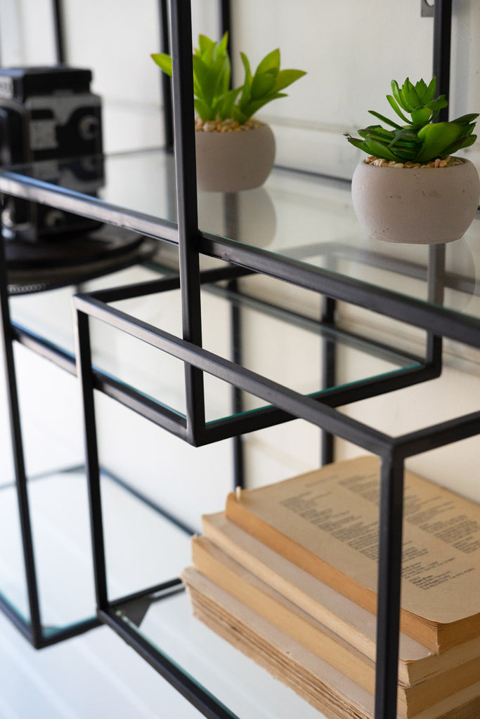 Metal and glass cube shelf - Bombay Mercantile
