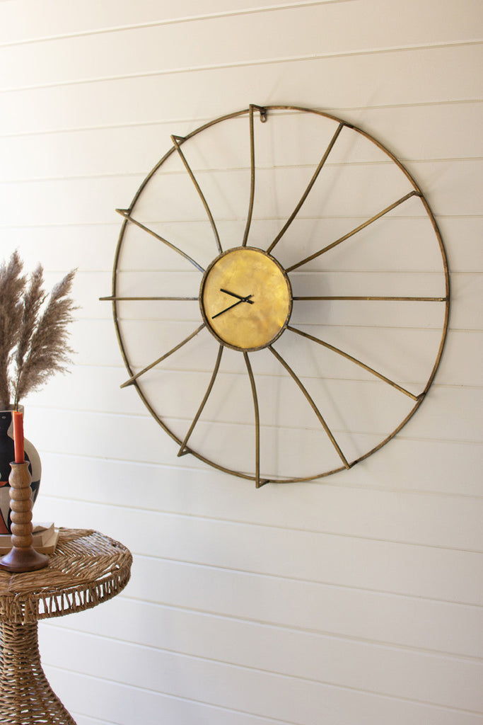 Antique brass wall clock - Bombay Mercantile