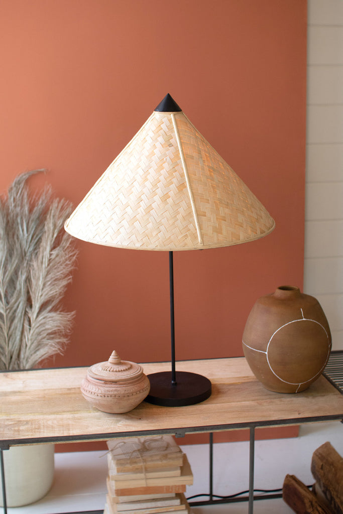 Table lamp with rattan shade - Bombay Mercantile