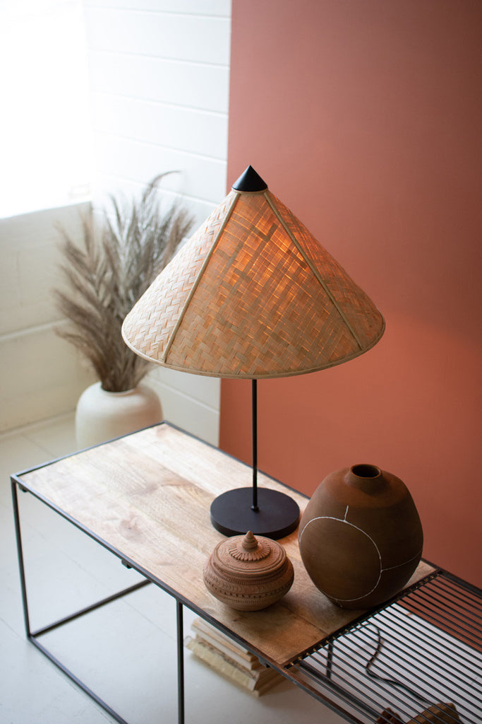 Table lamp with rattan shade - Bombay Mercantile
