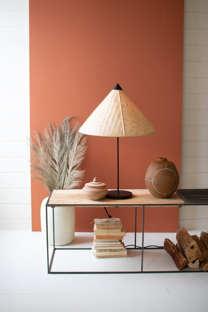 Table lamp with rattan shade - Bombay Mercantile