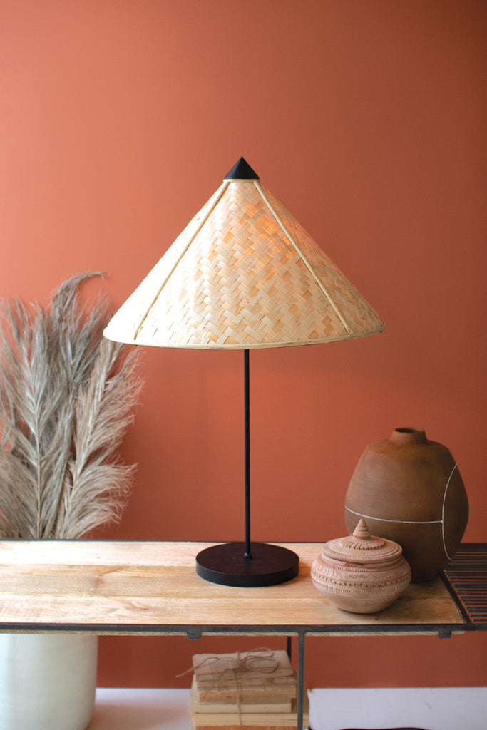 Table lamp with rattan shade - Bombay Mercantile