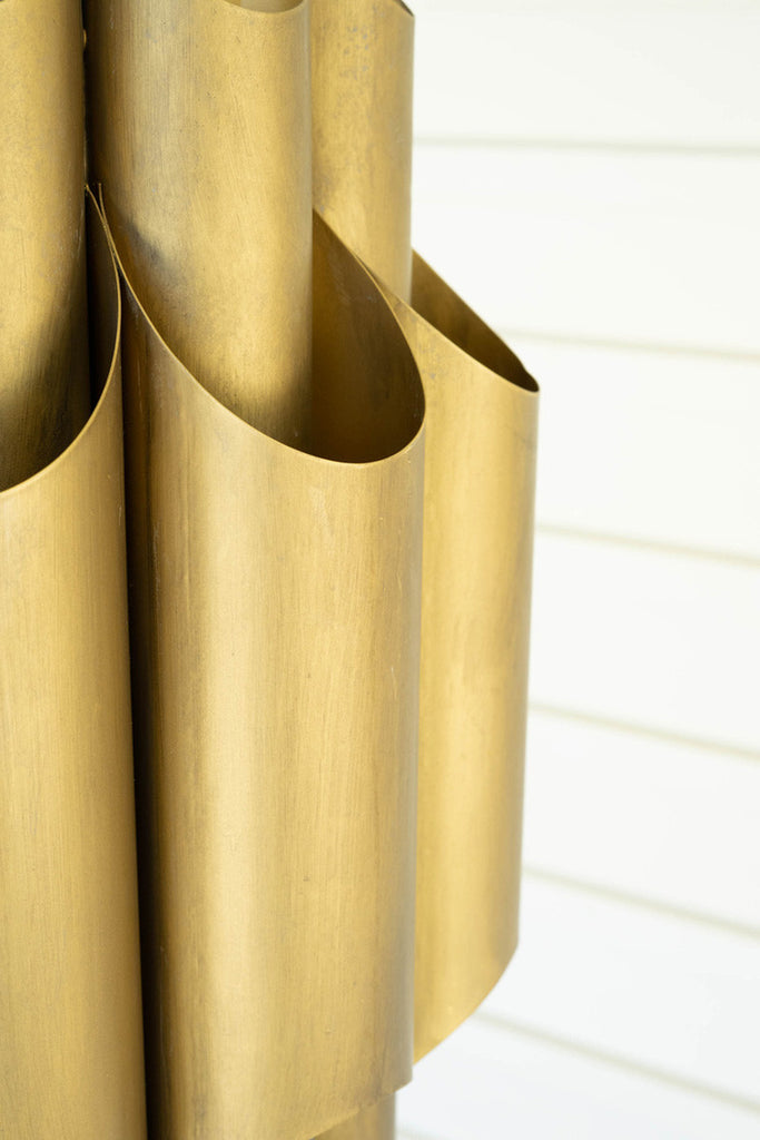Folding brass finish metal pendant light - Bombay Mercantile