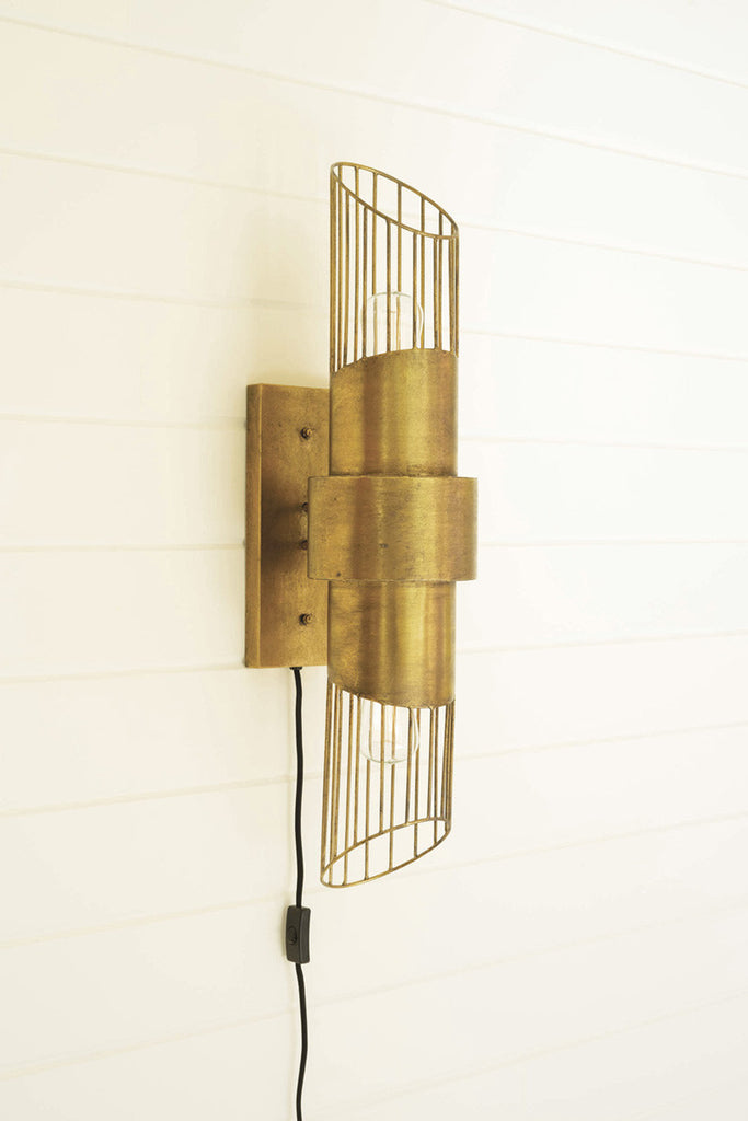 Brass finish metal wall sconce light - Bombay Mercantile