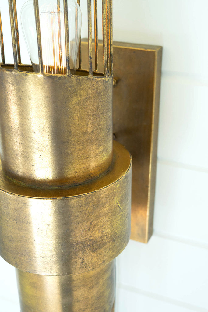 Brass finish metal wall sconce light - Bombay Mercantile
