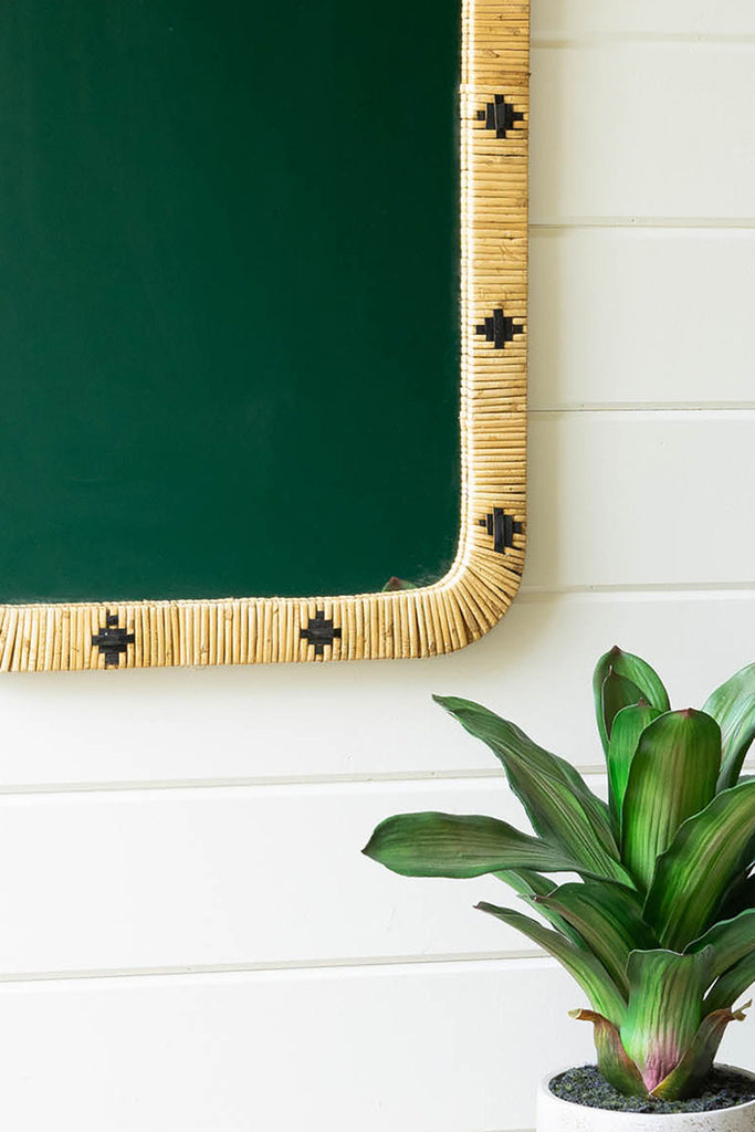 Black and natural framed mirror - Bombay Mercantile