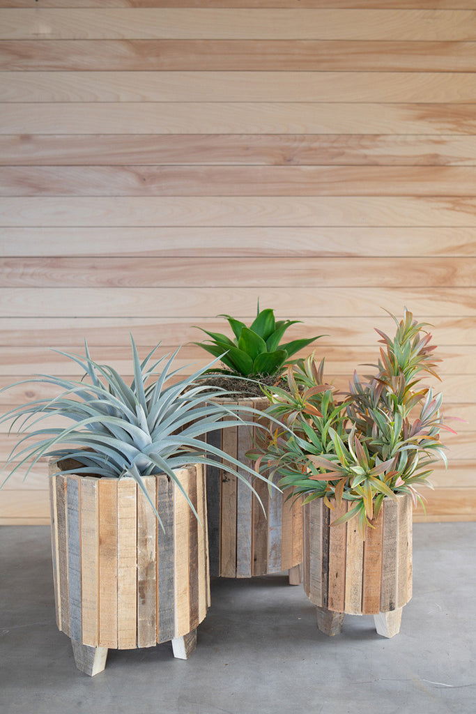 Natural recycled round planters, set of 3 - The Nifty Decor
