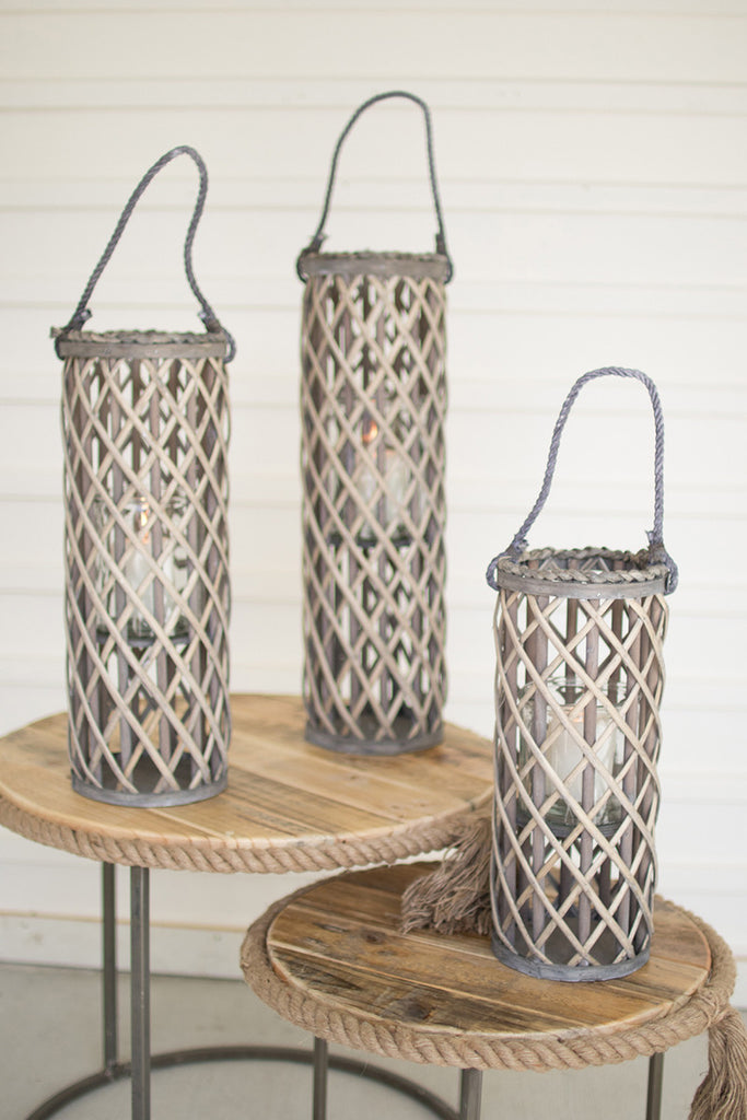 Set of 3 grey willow lanterns - The Nifty Decor