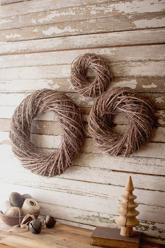 Grey vine christmas wreaths, set of 3 - The Nifty Decor