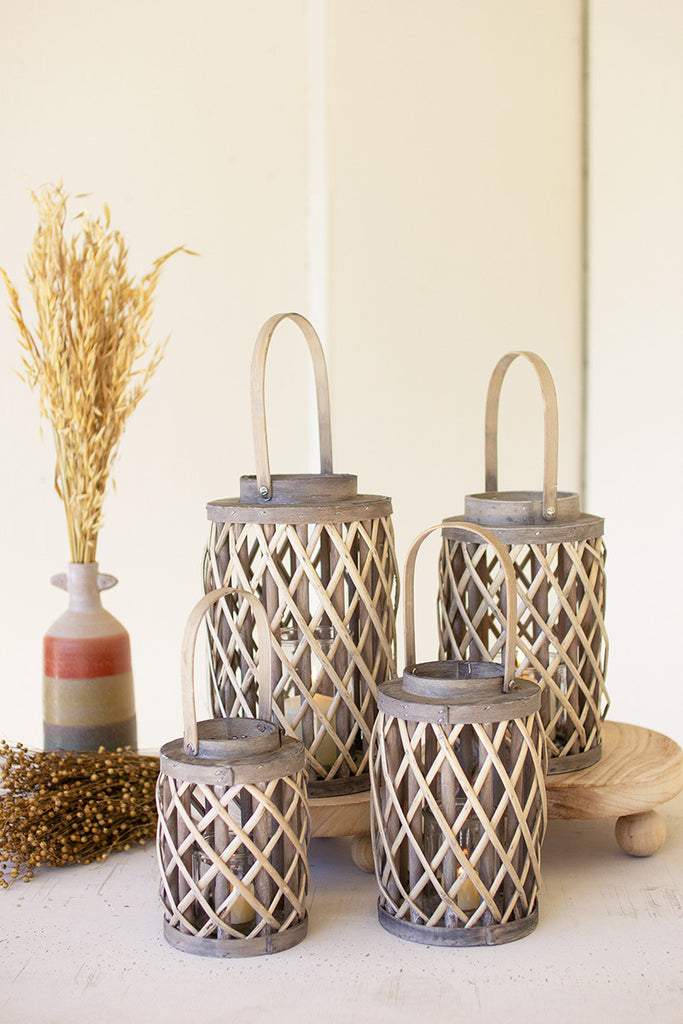 Grey willow cylinder lanterns , set of 4 - The Nifty Decor