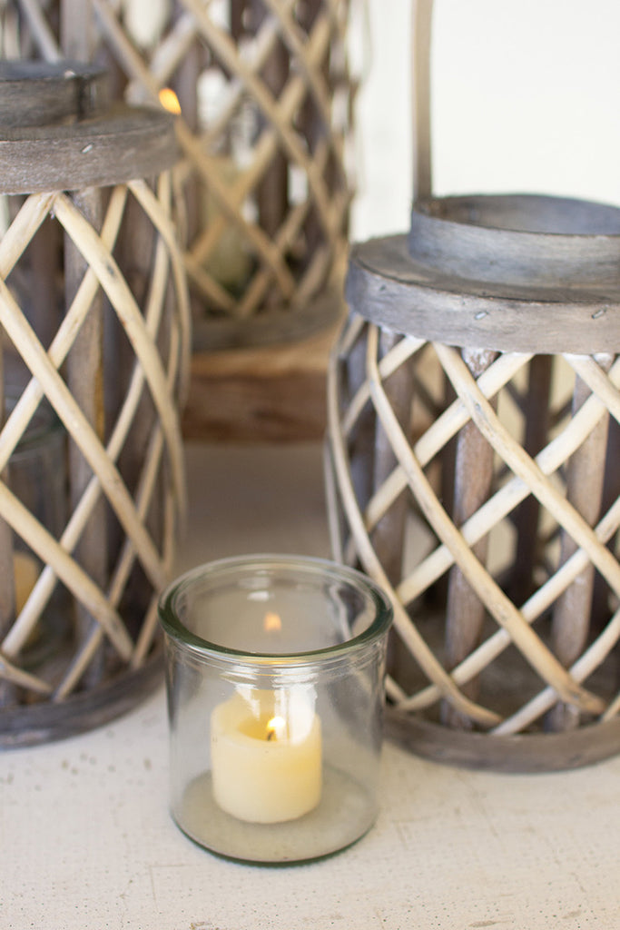 Grey willow cylinder lanterns , set of 4 - The Nifty Decor