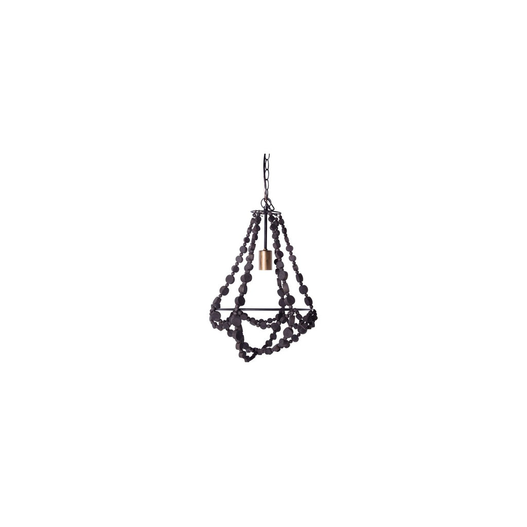 Metal and wood pendant light with ceiling canopy - Bombay Mercantile